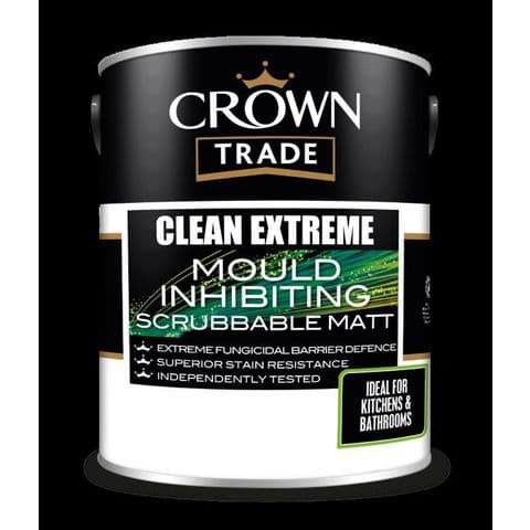 Crown Clean Extreme Mould Inhibiting Scrubbable Matt 5 litre Colour