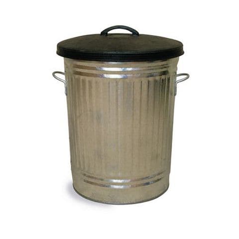Galvanised Dustbin with Rubber Lid