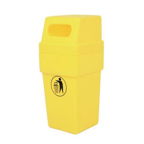 Hooded Plastic Litter Bin 114 litre Yellow