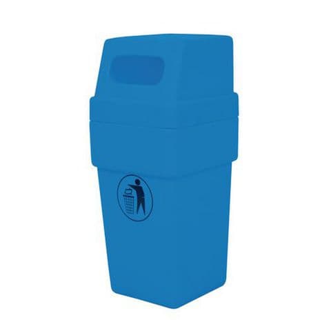 Hooded Plastic Litter Bin 114 litre Blue