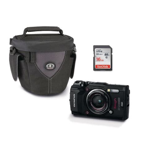 Olympus TG-6 Tough Black Camera Kit including 16GB SD memory card and case